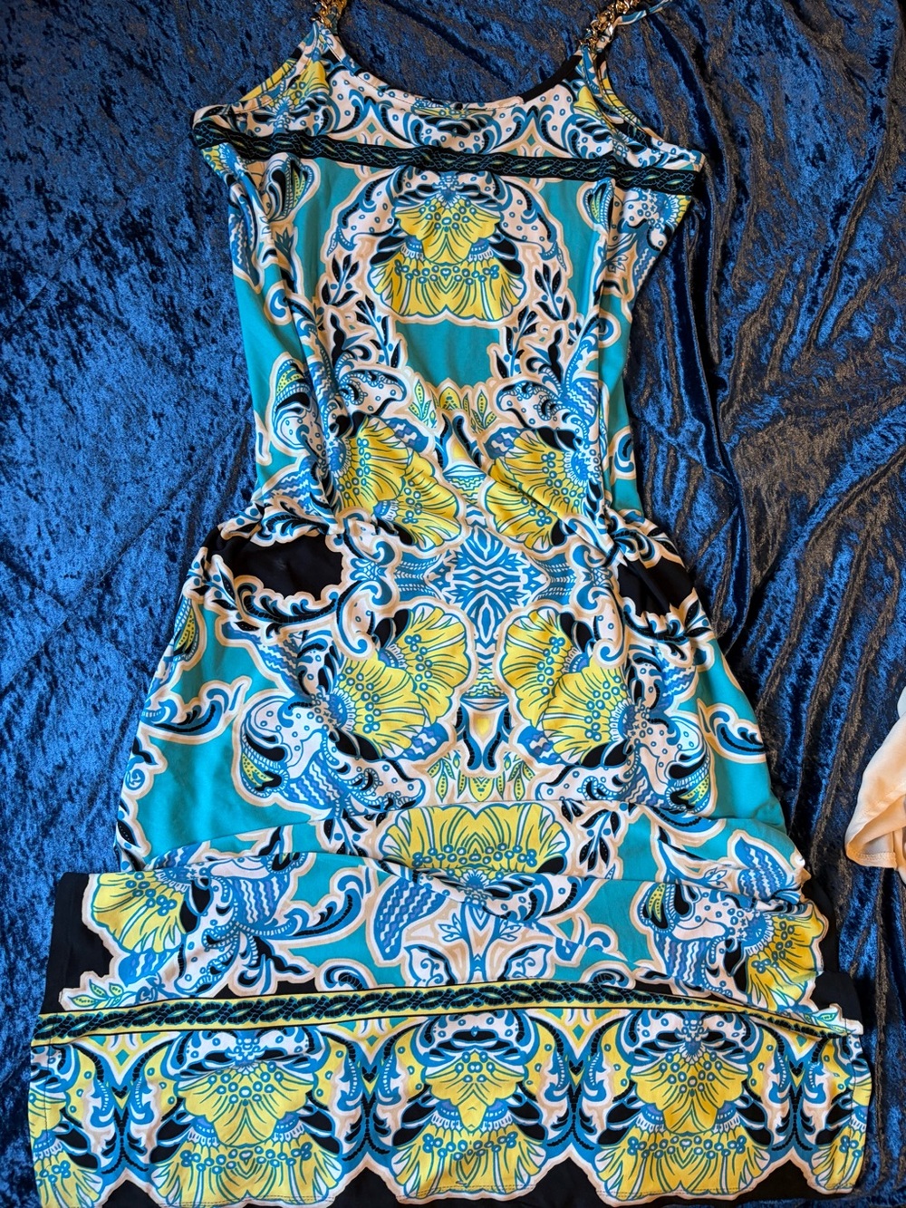Sleeveless Turquoise Floral-Print Midi Dress